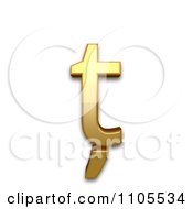 3d Gold Small Letter T With Comma Below Clipart Royalty Free CGI Illustration