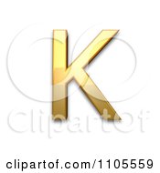 3d Gold Greek Capital Letter Kappa Clipart Royalty Free CGI Illustration