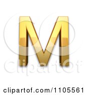 3d Gold Greek Capital Letter Mu Clipart Royalty Free CGI Illustration