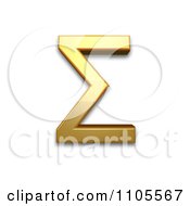 3d Gold Greek Capital Letter Sigma Clipart Royalty Free CGI Illustration