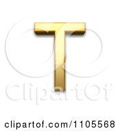 3d Gold Greek Capital Letter Tau Clipart Royalty Free CGI Illustration