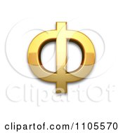 3d Gold Greek Capital Letter Phi Clipart Royalty Free CGI Illustration