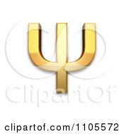 3d Gold Greek Capital Letter Psi Clipart Royalty Free CGI Illustration