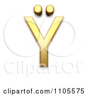 Poster, Art Print Of 3d Gold Greek Capital Letter Upsilon With Dialytika