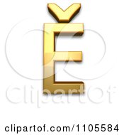 3d Gold Capital Letter E With Caron Clipart Royalty Free CGI Illustration