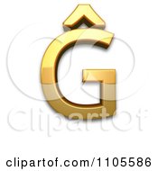 3d Gold Capital Letter G With Circumflex Clipart Royalty Free CGI Illustration