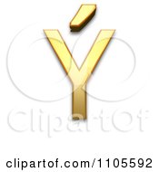 3d Gold Capital Letter Y With Acute Clipart Royalty Free CGI Illustration