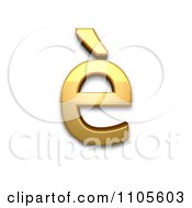 3d Gold Small Letter E With Grave Clipart Royalty Free CGI Illustration