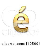 3d Gold Small Letter E With Acute Clipart Royalty Free CGI Illustration