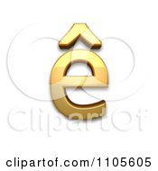 3d Gold Small Letter E With Circumflex Clipart Royalty Free CGI Illustration