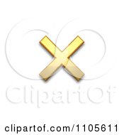 3d Gold Multiplication Sign Clipart Royalty Free CGI Illustration