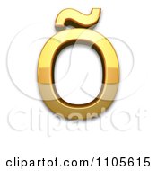 3d Gold Capital Letter O With Tilde Clipart Royalty Free CGI Illustration