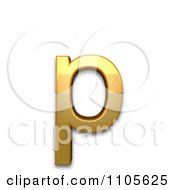 3d Gold Small Letter P Clipart Royalty Free CGI Illustration