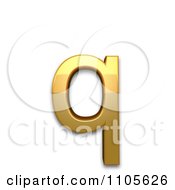 3d Gold Small Letter Q Clipart Royalty Free CGI Illustration