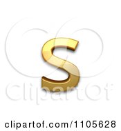 3d Gold Small Letter S Clipart Royalty Free CGI Illustration