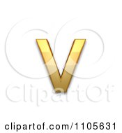 3d Gold Small Letter V Clipart Royalty Free CGI Illustration
