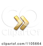 3d Gold Right Pointing Double Angle Quotation Mark Clipart Royalty Free CGI Illustration