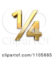 3d Gold Vulgar Fraction One Quarter Clipart Royalty Free CGI Illustration
