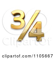 3d Gold Vulgar Fraction Three Quarters Clipart Royalty Free CGI Illustration