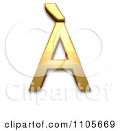 3d Gold Capital Letter A With Grave Clipart Royalty Free CGI Illustration