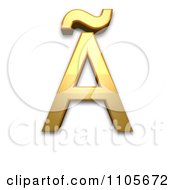 3d Gold Capital Letter A With Tilde Clipart Royalty Free CGI Illustration