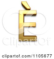 3d Gold Capital Letter E With Grave Clipart Royalty Free CGI Illustration