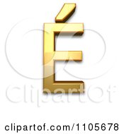 3d Gold Capital Letter E With Acute Clipart Royalty Free CGI Illustration