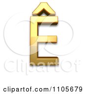 3d Gold Capital Letter E With Circumflex Clipart Royalty Free CGI Illustration