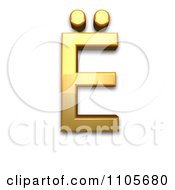 3d Gold Capital Letter E With Diaeresis Clipart Royalty Free CGI Illustration