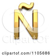3d Gold Capital Letter N With Tilde Clipart Royalty Free CGI Illustration