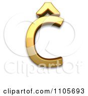 3d Gold Capital Letter C With Circumflex Clipart Royalty Free CGI Illustration
