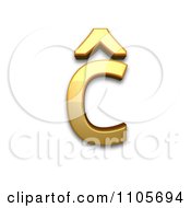 3d Gold Small Letter C With Circumflex Clipart Royalty Free CGI Illustration