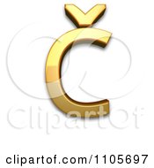 3d Gold Capital Letter C With Caron Clipart Royalty Free CGI Illustration