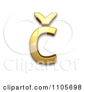 3d Gold Small Letter C With Caron Clipart Royalty Free CGI Illustration