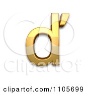 3d Gold Small Letter D With Caron Clipart Royalty Free CGI Illustration
