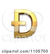 3d Gold Capital Letter D With Stroke Clipart Royalty Free CGI Illustration
