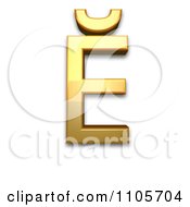 3d Gold Capital Letter E With Breve Clipart Royalty Free CGI Illustration