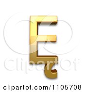 3d Gold Capital Letter E With Ogonek Clipart Royalty Free CGI Illustration
