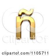 Poster, Art Print Of 3d Gold Small Letter N With Tilde
