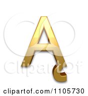 3d Gold Capital Letter A With Ogonek Clipart Royalty Free CGI Illustration