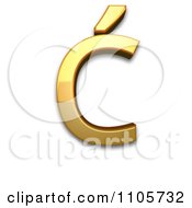 3d Gold Capital Letter C With Acute Clipart Royalty Free CGI Illustration