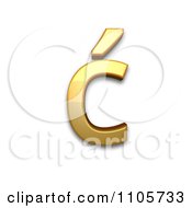3d Gold Small Letter C With Acute Clipart Royalty Free CGI Illustration