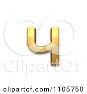 3d Gold Cyrillic Small Letter Che Clipart Royalty Free CGI Illustration
