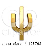 3d Gold Cyrillic Small Letter Psi Clipart Royalty Free CGI Illustration