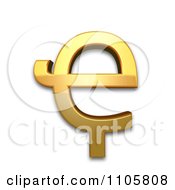 3d Gold Cyrillic Capital Letter Abkhasian Che With Descender Clipart Royalty Free CGI Illustration