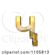 3d Gold Cyrillic Small Letter Che With Descender Clipart Royalty Free CGI Illustration