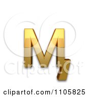 3d Gold Cyrillic Small Letter Em With Tail Clipart Royalty Free CGI Illustration