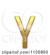 3d Gold Cyrillic Small Letter Straight U Clipart Royalty Free CGI Illustration