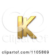 Poster, Art Print Of 3d Gold Cyrillic Small Letter Ka With Vertical Stroke