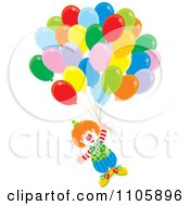 Poster, Art Print Of Happy Clown Floating With Balloons